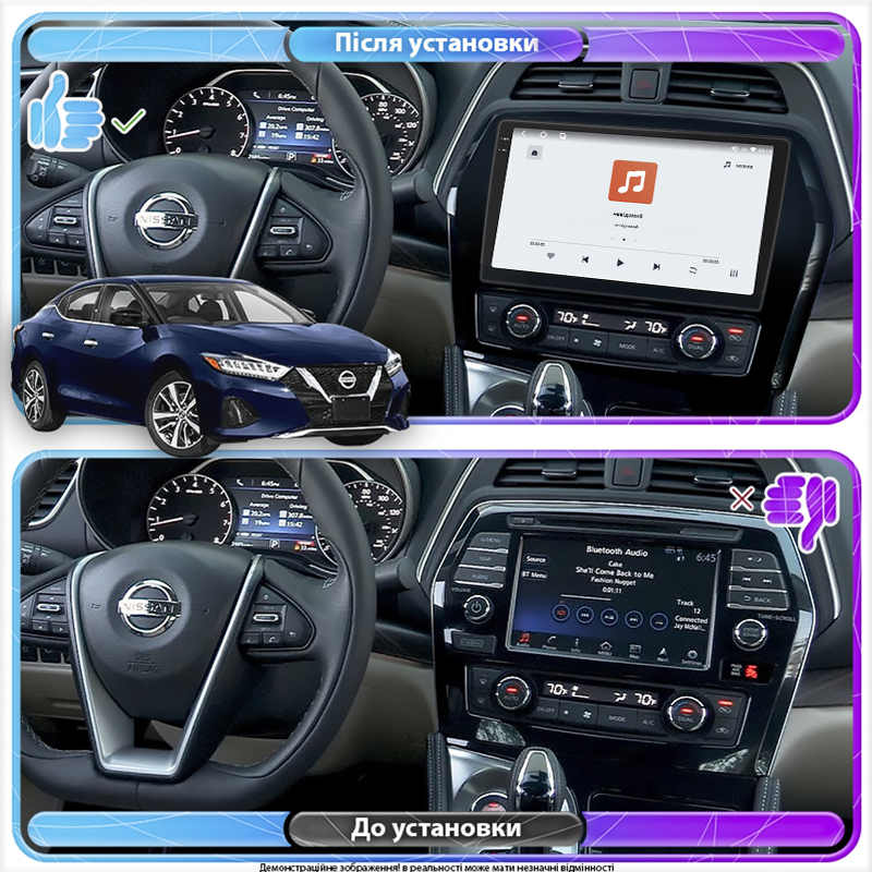 Штатная магнитола Lesko для Nissan Maxima VIII (A36) Рестайлинг 2018-н.в. экран 10" 4/64 QLED CarPlay 4G Wi-Fi GPS 360 Prime