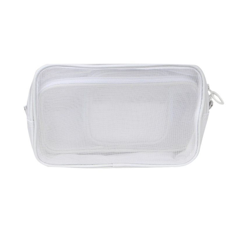 Органайзер из трёх косметичек F007 несессер для хранения косметики компактный бьюти бокс переносной на молнии White
