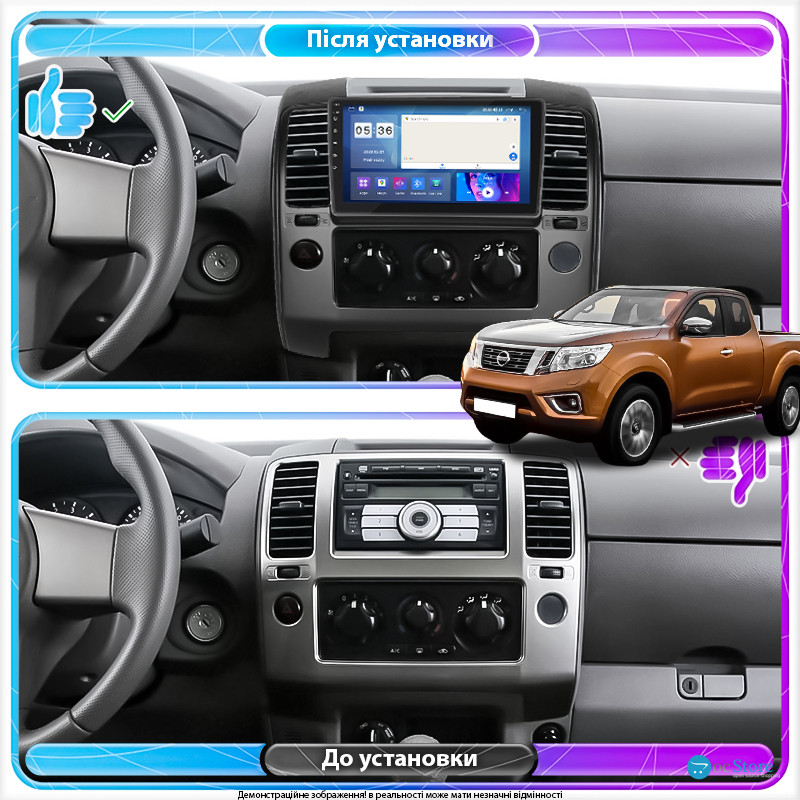 Штатная магнитола Lesko для Nissan Navara (Frontier) III (D40) 2004-2010 экран 9" 2/32Gb CarPlay 4G Wi-Fi GPS Prime