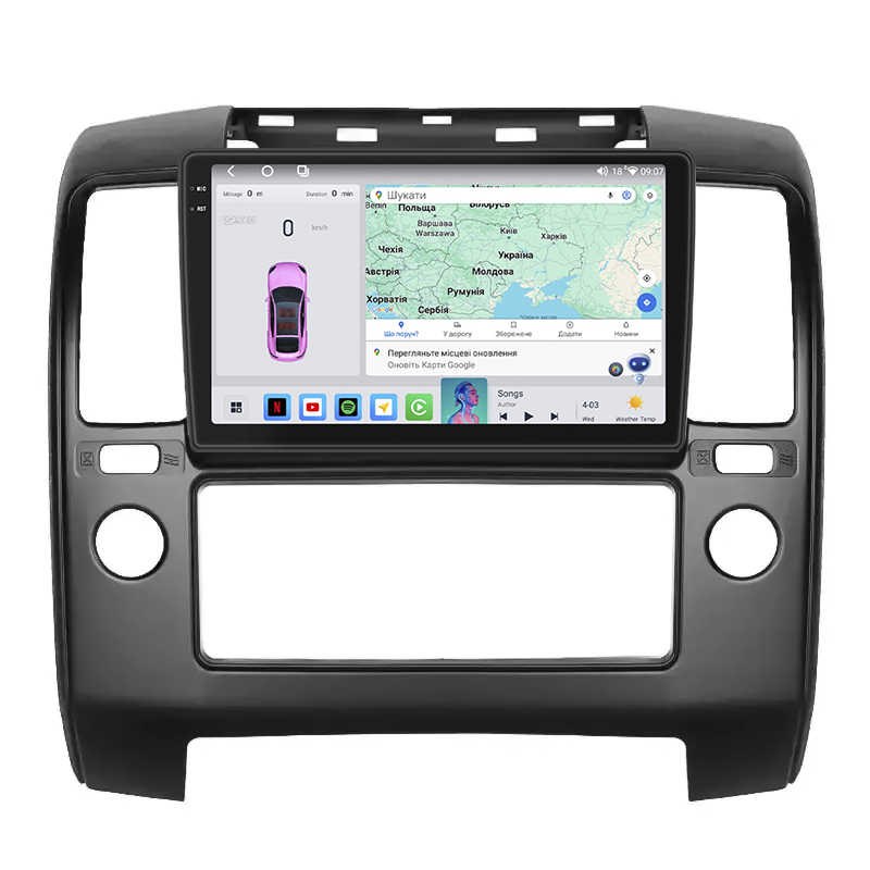Штатная магнитола Lesko для Nissan Navara (Frontier) III (D40) 2004-2010 экран 9" 4/64 QLED CarPlay 4G Wi-Fi GPS 360 Prime