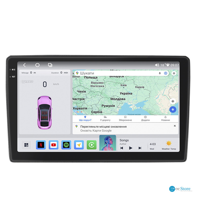 Штатная магнитола Lesko для Nissan Navara (Frontier) III (D40) ver 2 2005-2010 экран 9" 4/64 QLED CarPlay 4G Wi-Fi GPS 360 Prime