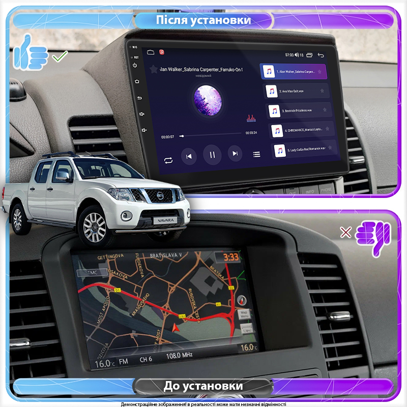 Штатная магнитола Lesko для Nissan Navara (Frontier) III (D40) Рестайлинг 2010-2015 экран 9" 2/32Gb Wi-Fi GPS Base