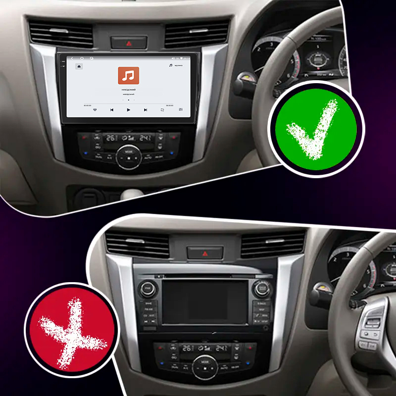 Штатная магнитола Lesko для Nissan Navara (Frontier) IV (D23) 2014- экран 10" 4/64 QLED CarPlay 4G Wi-Fi GPS 360 Prime