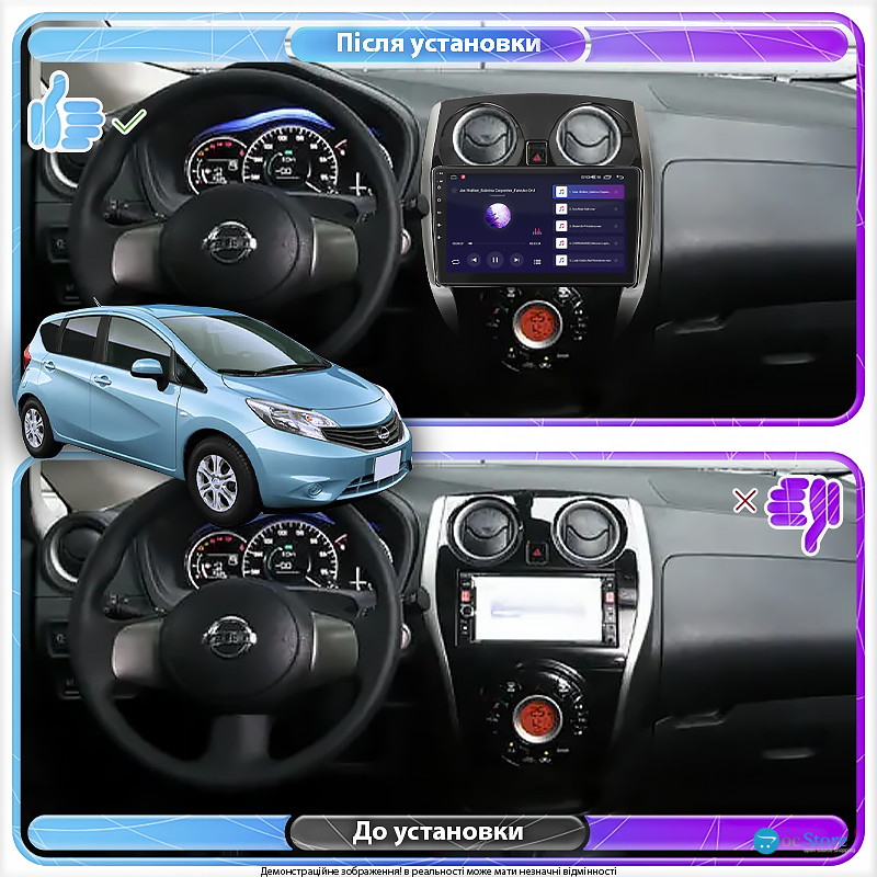 Штатная магнитола Lesko для Nissan Note II 2012-2016 экран 10" 4/64Gb 4G Wi-Fi GPS Top
