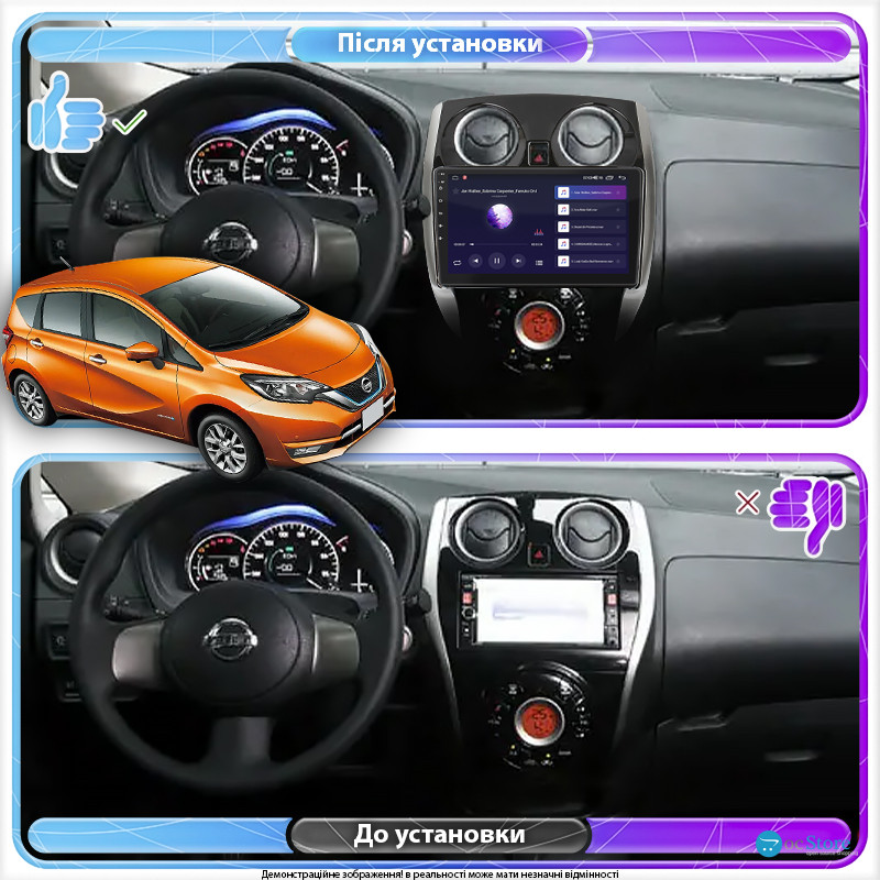 Штатная магнитола Lesko для Nissan Note II Рестайлинг 2016-2020 экран 10" 2/32Gb CarPlay 4G Wi-Fi GPS Prime