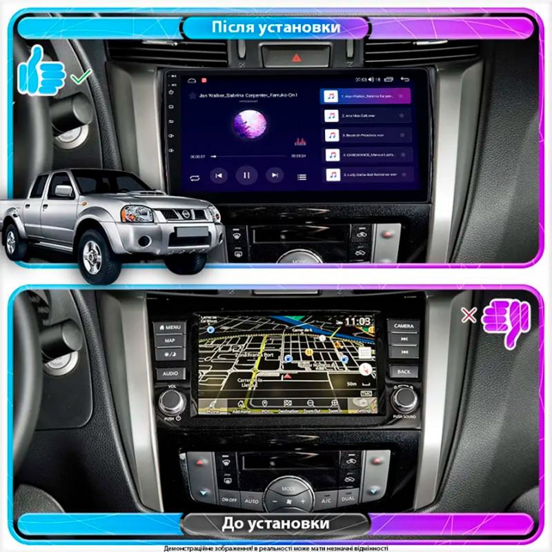 Штатная магнитола Lesko для Nissan NP300  2008-2015 экран 10" 4/64Gb CarPlay 4G Wi-Fi GPS Prime