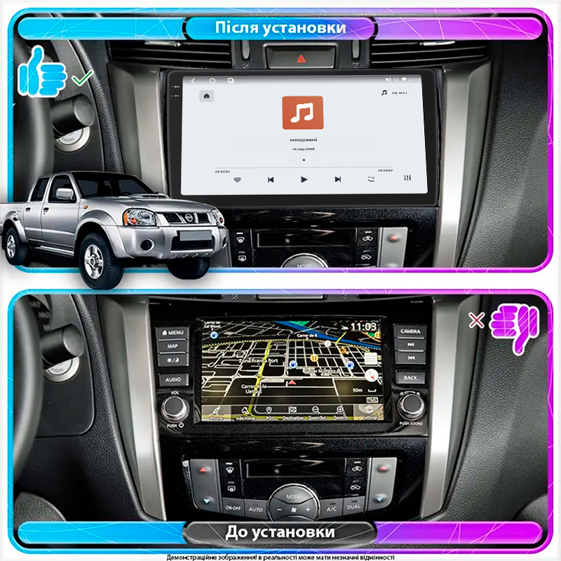 Штатная магнитола Lesko для Nissan NP300  2008-2015 экран 10" 4/64 QLED CarPlay 4G Wi-Fi GPS 360 Prime