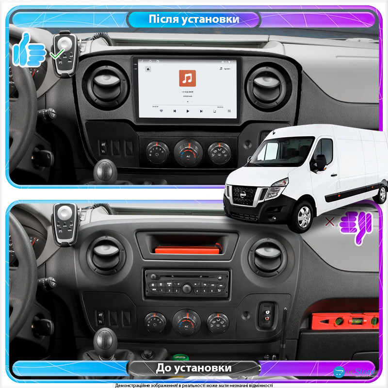 Штатная магнитола Lesko для Nissan NV400 I 2010-н.в. экран 10" 4/64 QLED CarPlay 4G Wi-Fi GPS 360 Prime