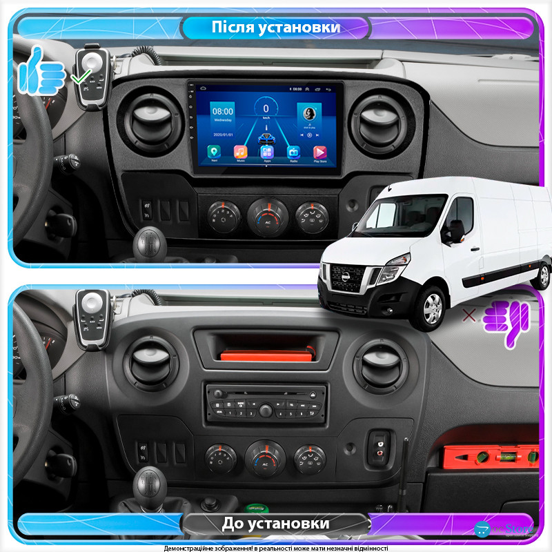 Штатная магнитола Lesko для Nissan NV400 I 2010-н.в. экран 10" 2/32Gb 4G Wi-Fi GPS Top