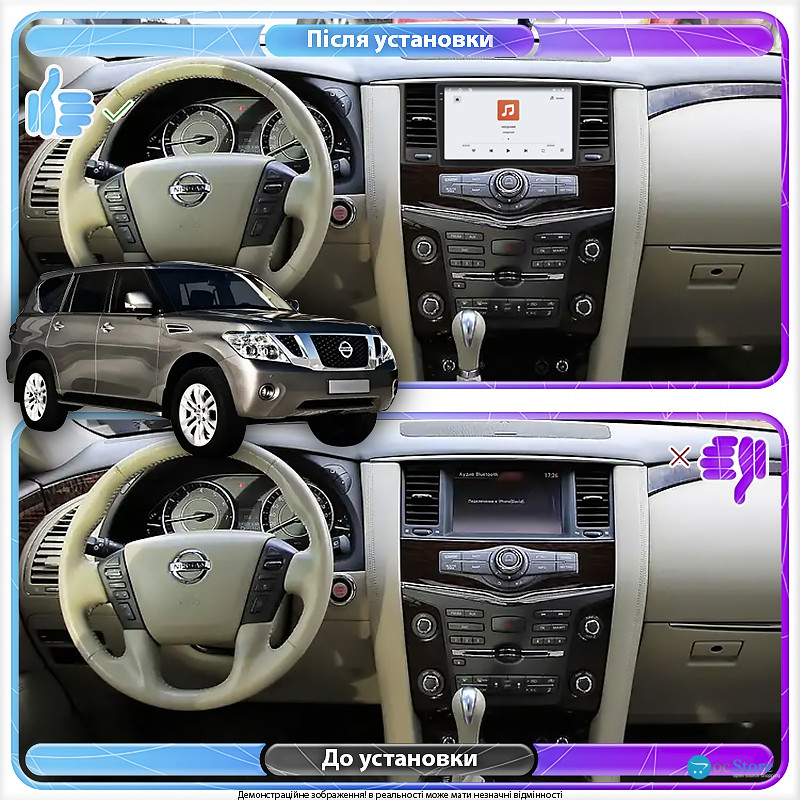 Штатная магнитола Lesko для Nissan Patrol VI (Y62) 2010-2014 экран 9" 4/64 QLED CarPlay 4G Wi-Fi GPS 360 Prime