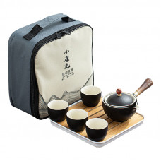 Дорожный набор для чайной церемонии керамический Black Sand
