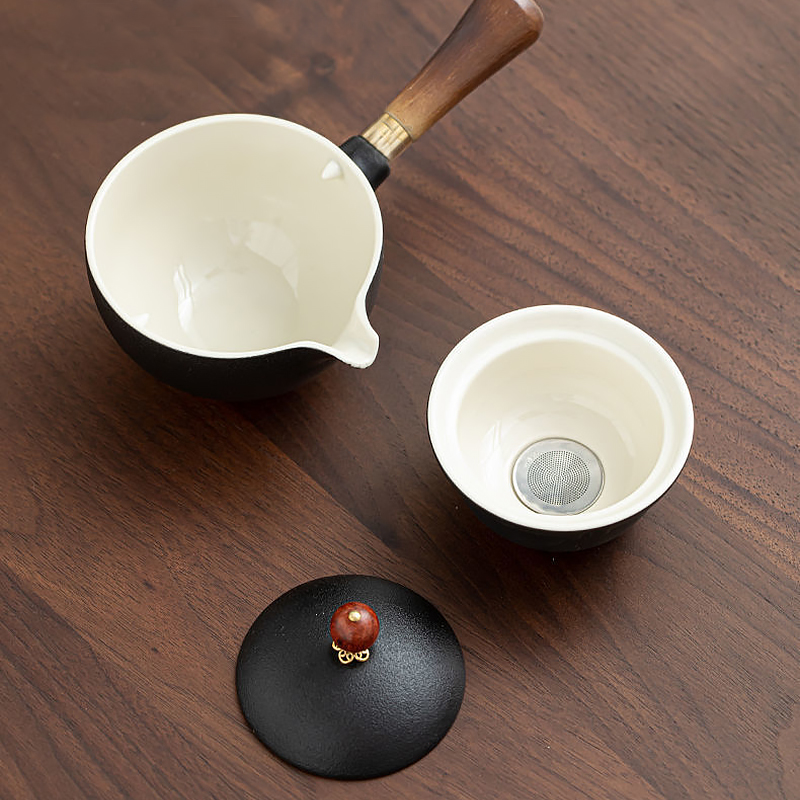 Дорожный набор для чайной церемонии керамический Black Sand