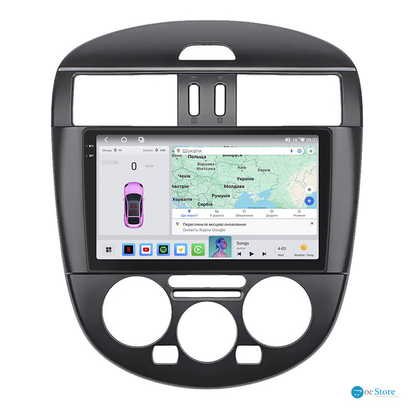 Штатная магнитола Lesko для Nissan Pulsar VI (C13) Manual AC 2014-2018 экран 9" 4/64 QLED CarPlay 4G Wi-Fi GPS 360 Prime