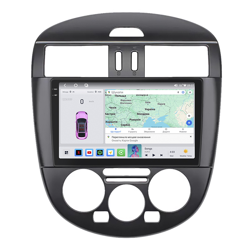 Штатная магнитола Lesko для Nissan Pulsar VI (C13) Manual AC 2014-2018 экран 9" 4/64 QLED CarPlay 4G Wi-Fi GPS 360 Prime