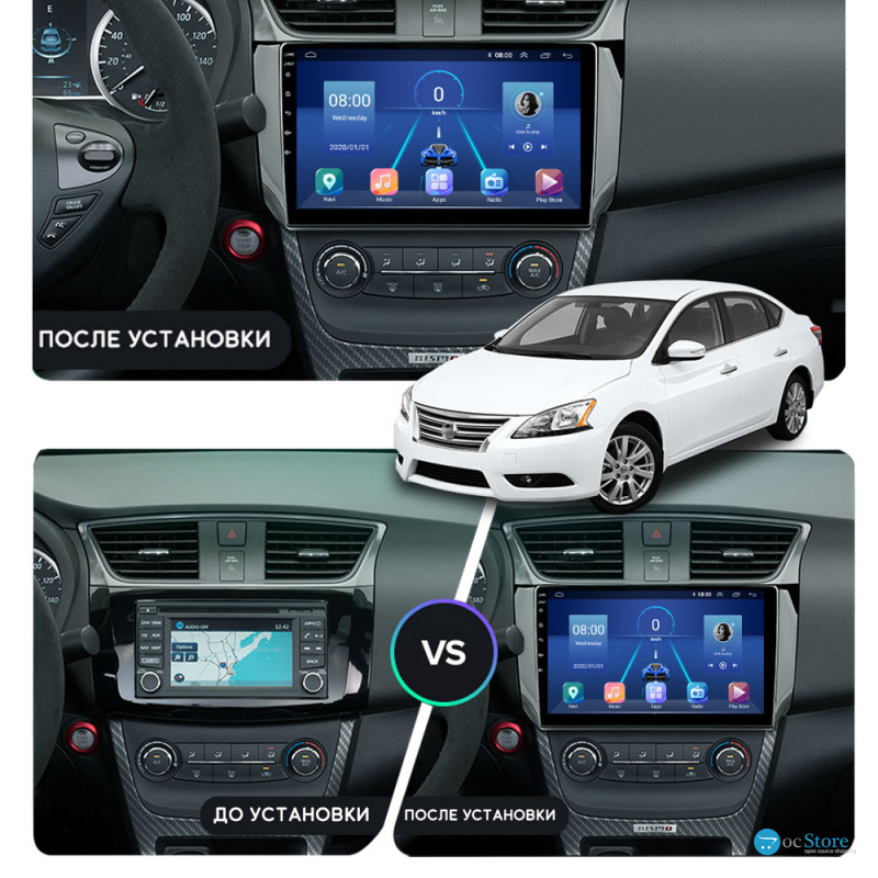 Штатная магнитола Lesko для Nissan Sentra VII (B17) 2012-2017 экран 10" 4/32Gb 4G Wi-Fi GPS Top