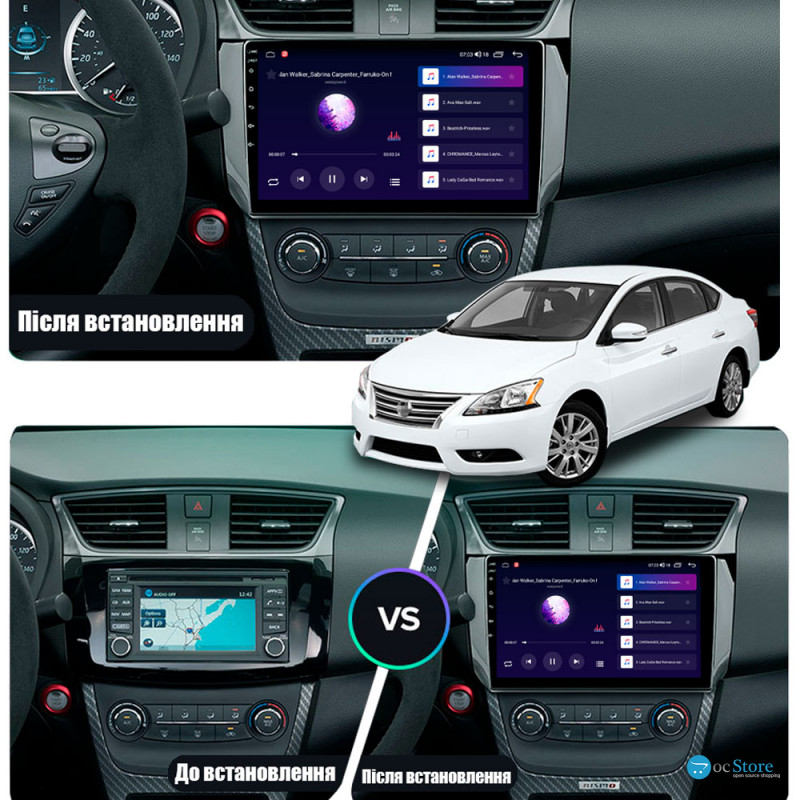Штатная магнитола Lesko для Nissan Sentra VII (B17) Рестайлинг 2015-2019 экран 10" 4/64Gb CarPlay 4G Wi-Fi GPS Prime