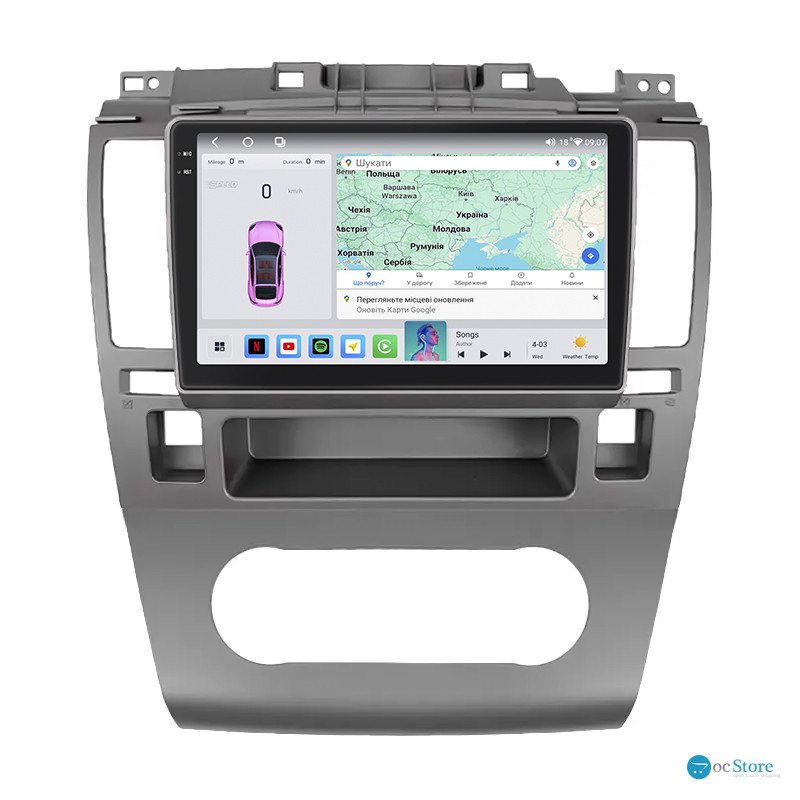 Штатная магнитола Lesko для Nissan Tiida I 2004-2012 экран 9" 4/64 QLED CarPlay 4G Wi-Fi GPS 360 Prime