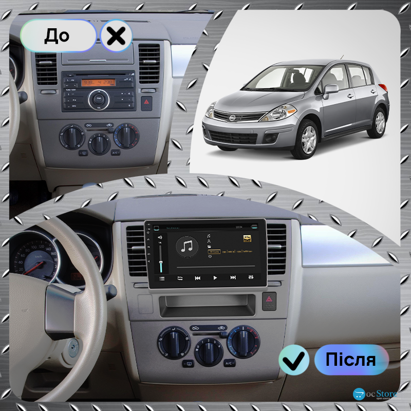 Штатная магнитола Lesko для Nissan Versa I 2006-2012 экран 9" 6/128Gb 4G Wi-Fi GPS Top