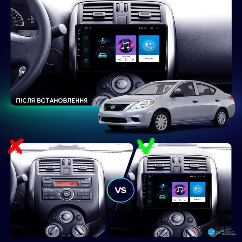 Штатная магнитола Lesko для Nissan Versa II 2012-2014 экран 9" 1/16Gb Wi-Fi GPS Base