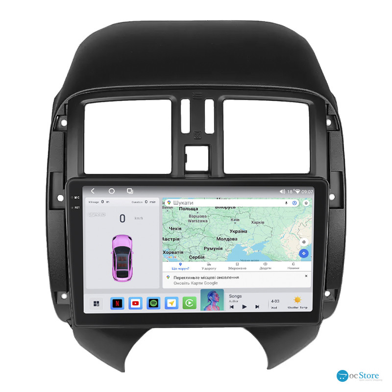 Штатная магнитола Lesko для Nissan Versa II 2012-2014 экран 9" 4/64 QLED CarPlay 4G Wi-Fi GPS 360 Prime