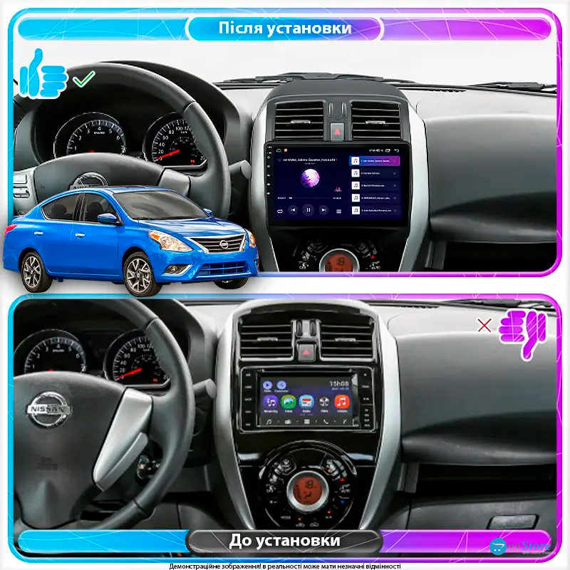 Штатная магнитола Lesko для Nissan Versa II Рестайлинг 2014-2019 экран 9" 6/128Gb 4G Wi-Fi GPS Top