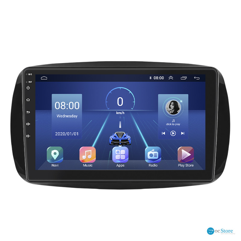 Штатная магнитола Lesko для Smart Fortwo III 2014-н.в. экран 9" 4/64Gb 4G Wi-Fi GPS Top