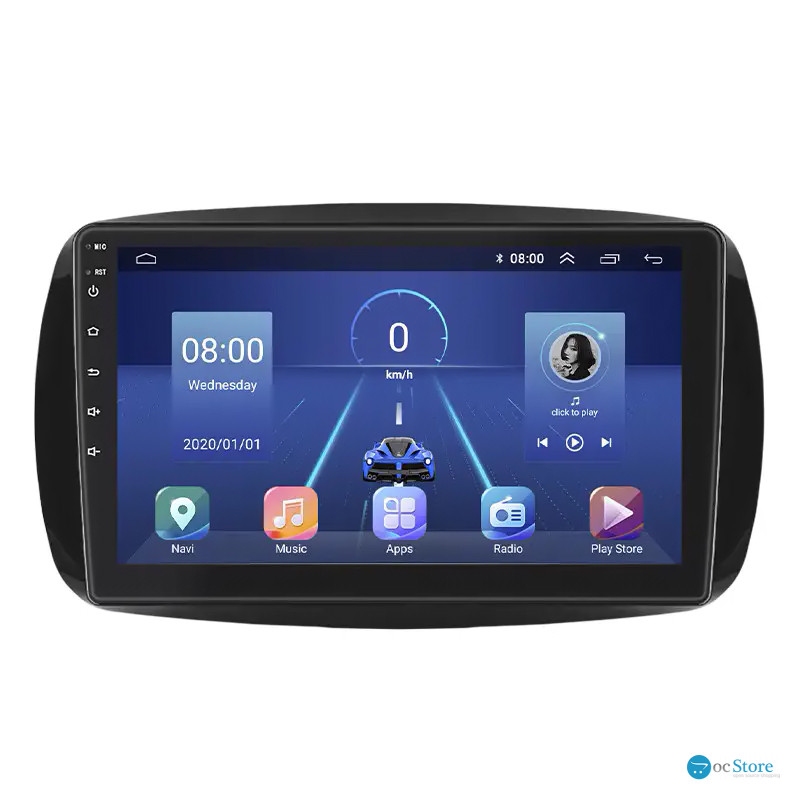 Штатная магнитола Lesko для Smart Fortwo III 2014-н.в. экран 9" 6/128Gb 4G Wi-Fi GPS Top