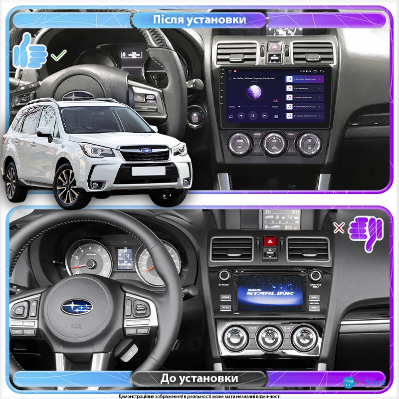 Штатная магнитола Lesko для Subaru Forester IV 2012-2015 экран 9" 2/32Gb CarPlay 4G Wi-Fi GPS Prime