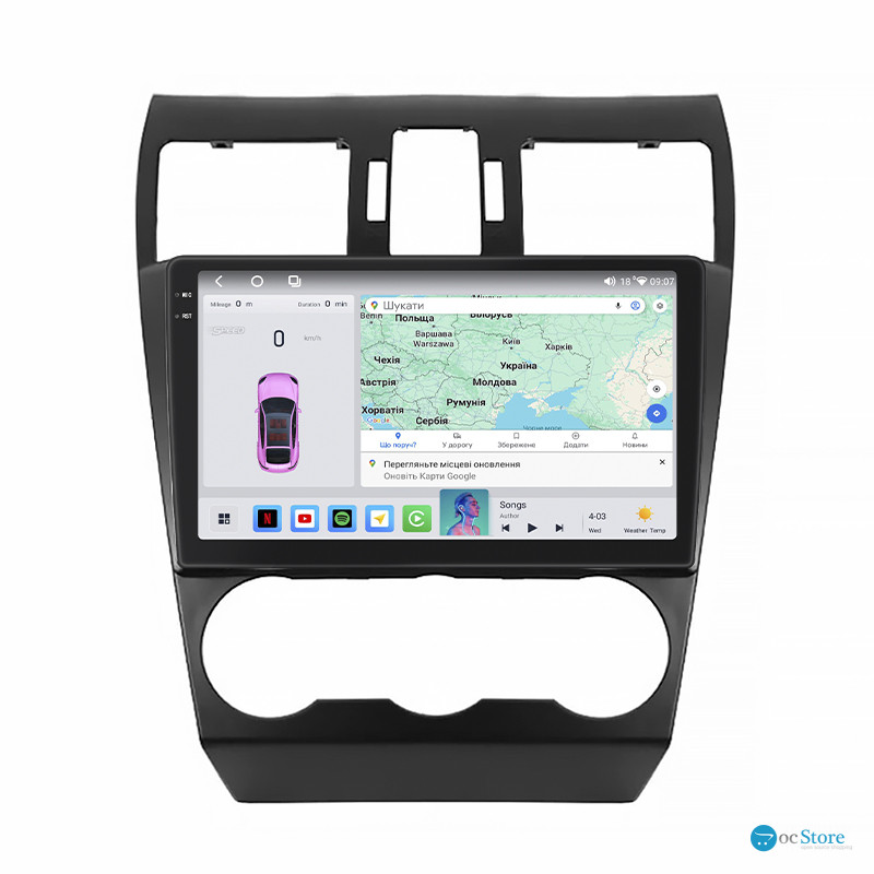 Штатная магнитола Lesko для Subaru Forester IV Рестайлинг 2015-2016 экран 9" 4/64 QLED CarPlay 4G Wi-Fi GPS 360 Prime