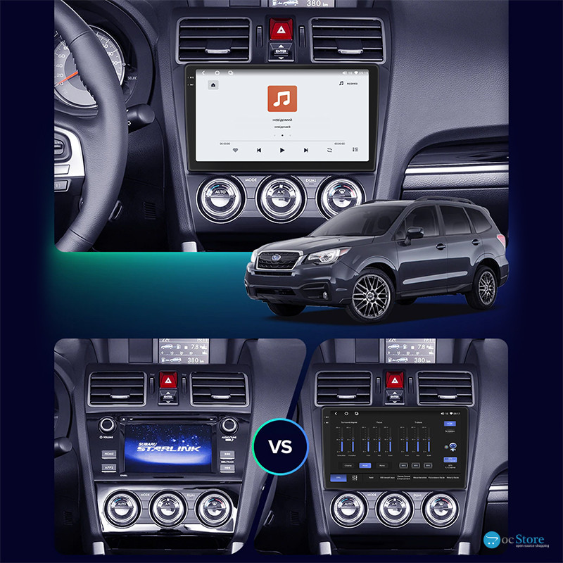 Штатная магнитола Lesko для Subaru Forester IV Рестайлинг 2015-2016 экран 9" 4/64 QLED CarPlay 4G Wi-Fi GPS 360 Prime