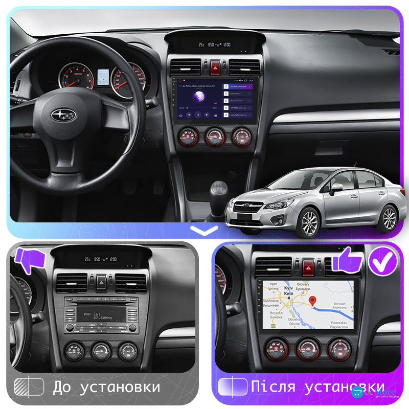 Штатная магнитола Lesko для Subaru Impreza IV 2011-2015 экран 9" 4/64Gb CarPlay 4G Wi-Fi GPS Prime