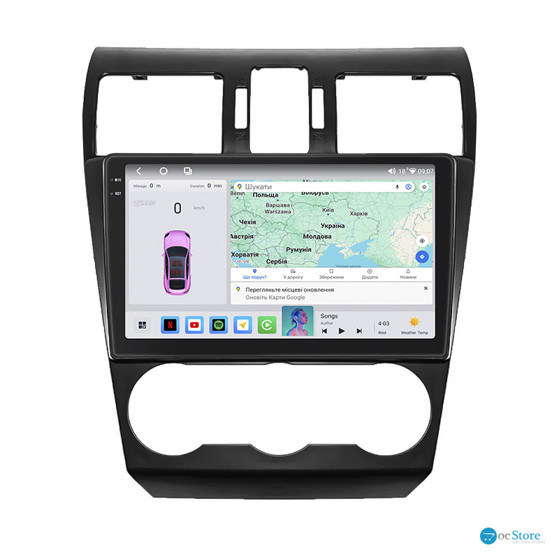 Штатная магнитола Lesko для Subaru Impreza IV Рестайлинг 2014-2016 экран 9" 4/64 QLED CarPlay 4G Wi-Fi GPS 360 Prime