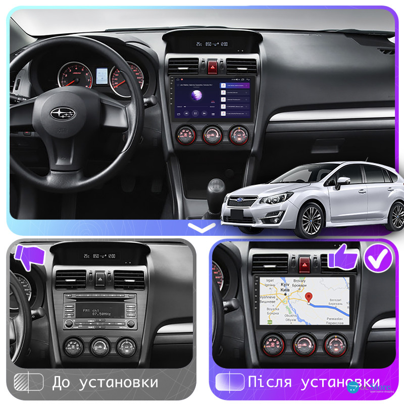 Штатная магнитола Lesko для Subaru Impreza IV Рестайлинг 2014-2016 экран 9" 6/128Gb 4G Wi-Fi GPS Top