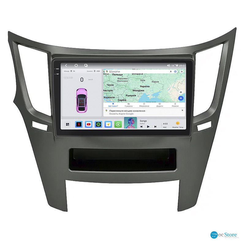 Штатная магнитола Lesko для Subaru Legacy V 2009-2012 экран 9" 4/64 QLED CarPlay 4G Wi-Fi GPS 360 Prime