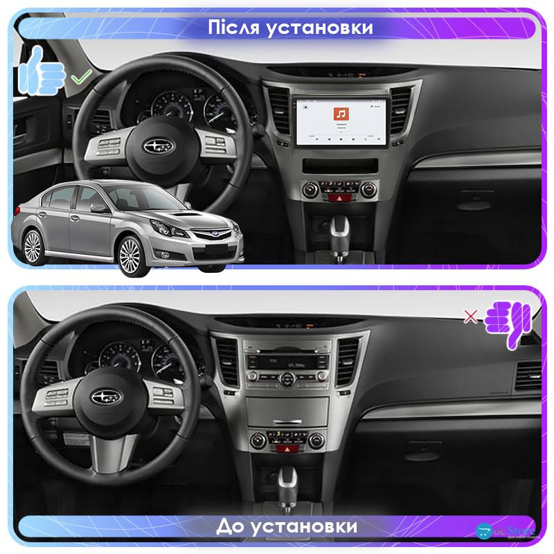 Штатная магнитола Lesko для Subaru Legacy V 2009-2012 экран 9" 4/64 QLED CarPlay 4G Wi-Fi GPS 360 Prime