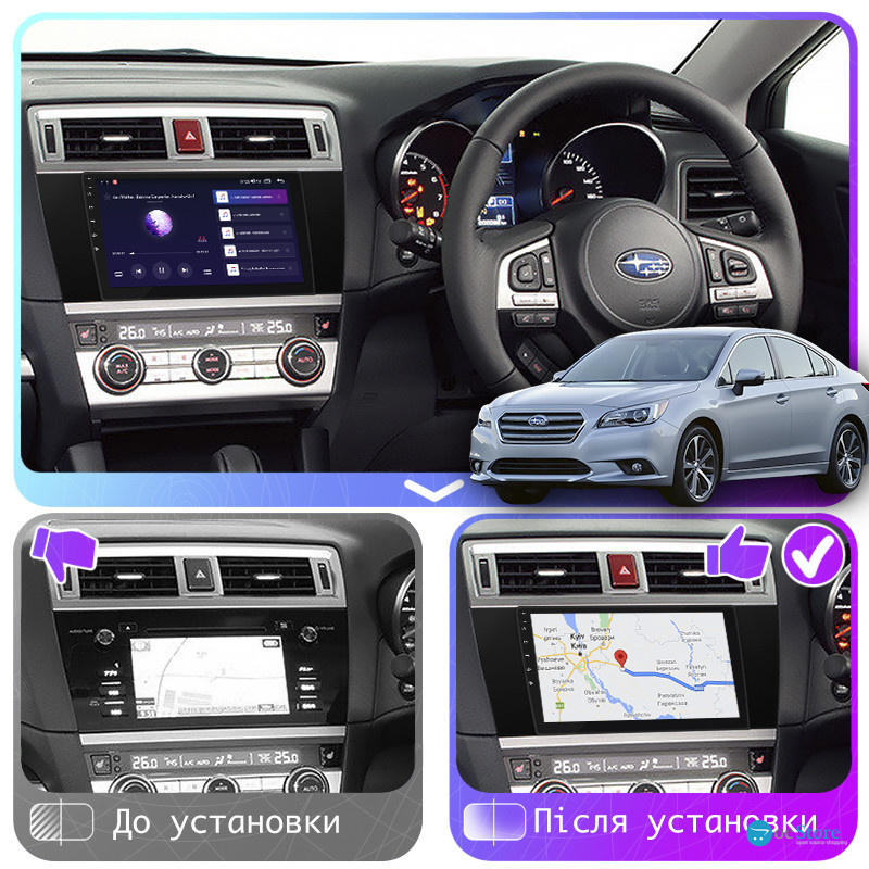 Штатная магнитола Lesko для Subaru Legacy VI 2014-2017 экран 9" 4/64Gb CarPlay 4G Wi-Fi GPS Prime
