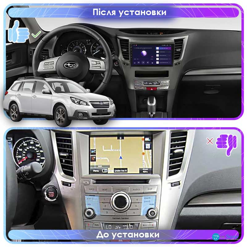 Штатная магнитола Lesko для Subaru Outback IV Рестайлинг 2012-2014 экран 9" 1/16Gb Wi-Fi GPS Base