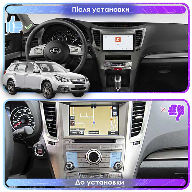 Штатная магнитола Lesko для Subaru Outback IV Рестайлинг 2012-2014 экран 9" 4/64 QLED CarPlay 4G Wi-Fi GPS 360 Prime