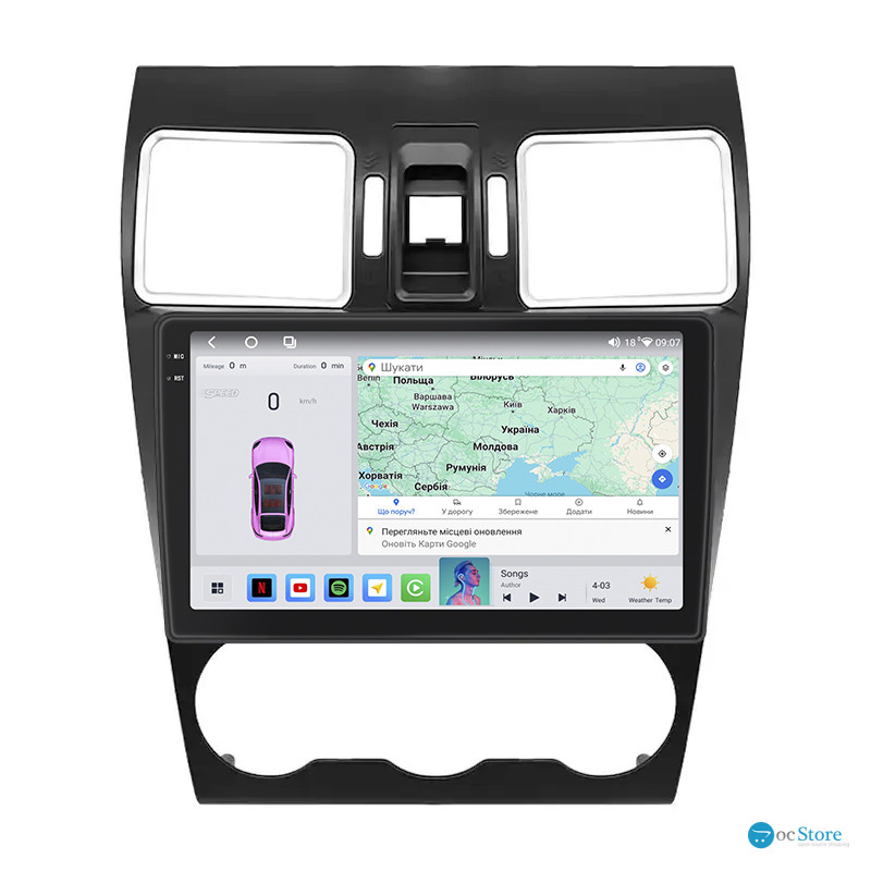 Штатная магнитола Lesko для Subaru WRX I 2014-2017 экран 9" 4/64 QLED CarPlay 4G Wi-Fi GPS 360 Prime