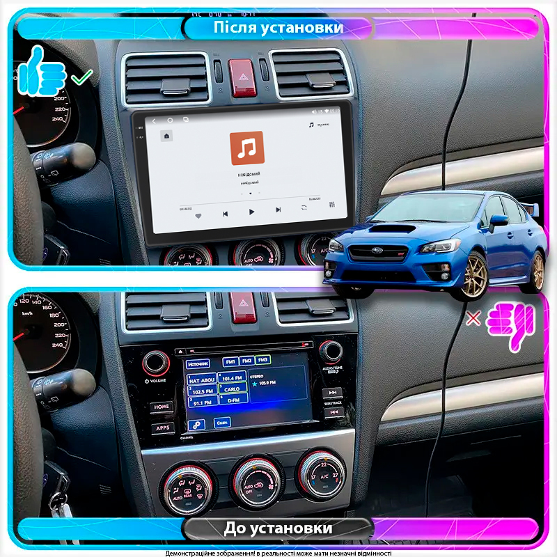 Штатная магнитола Lesko для Subaru WRX I 2014-2017 экран 9" 4/64 QLED CarPlay 4G Wi-Fi GPS 360 Prime