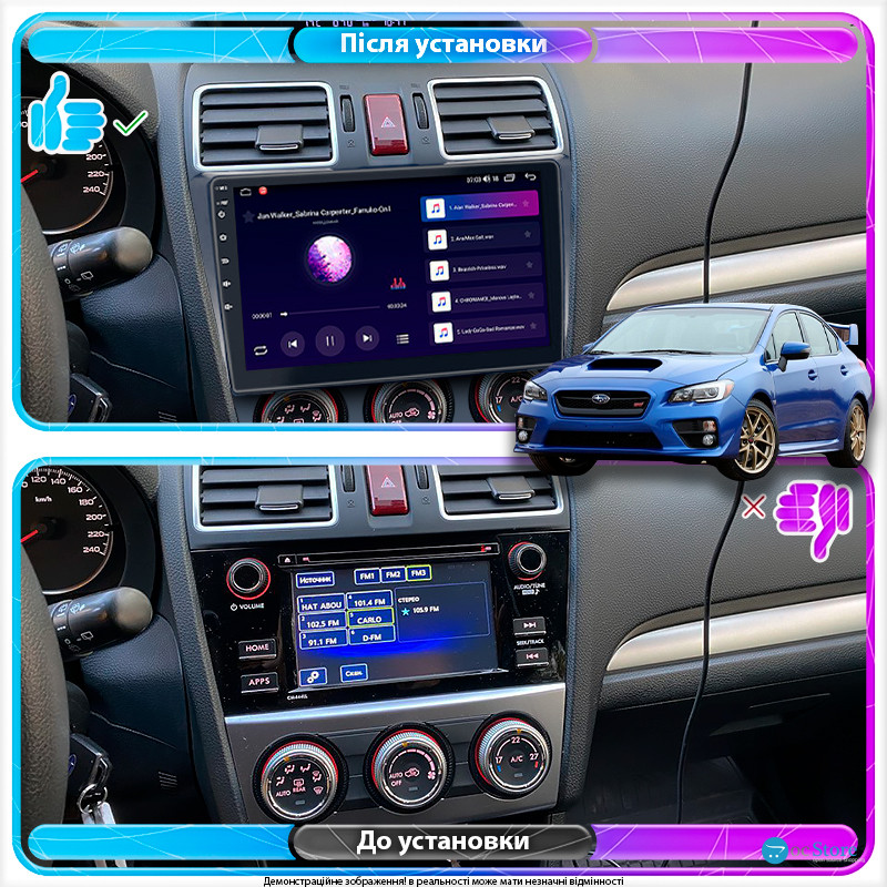 Штатная магнитола Lesko для Subaru WRX I Рестайлинг 2016-н.в. экран 9" 1/16Gb Wi-Fi GPS Base