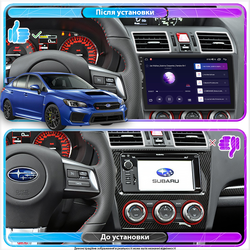 Штатная магнитола Lesko для Subaru WRX I Рестайлинг 2016-н.в. экран 9" 2/32Gb CarPlay 4G Wi-Fi GPS Prime