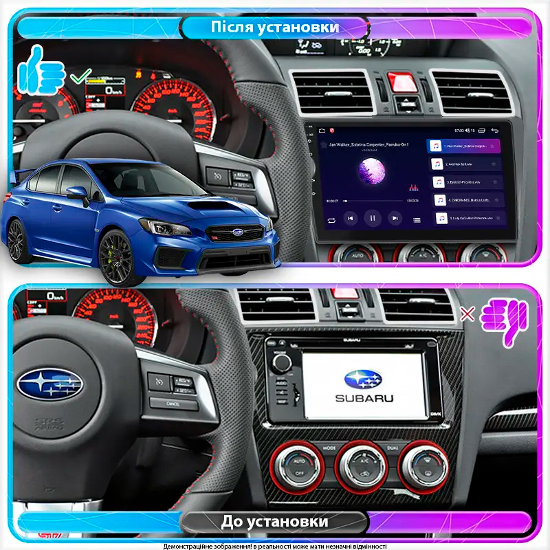 Штатная магнитола Lesko для Subaru WRX I Рестайлинг 2016-н.в. экран 9" 4/64Gb CarPlay 4G Wi-Fi GPS Prime