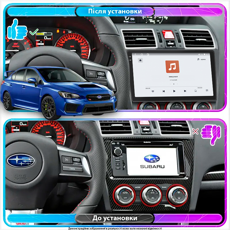 Штатная магнитола Lesko для Subaru WRX I Рестайлинг 2016-н.в. экран 9" 4/64 QLED CarPlay 4G Wi-Fi GPS 360 Prime