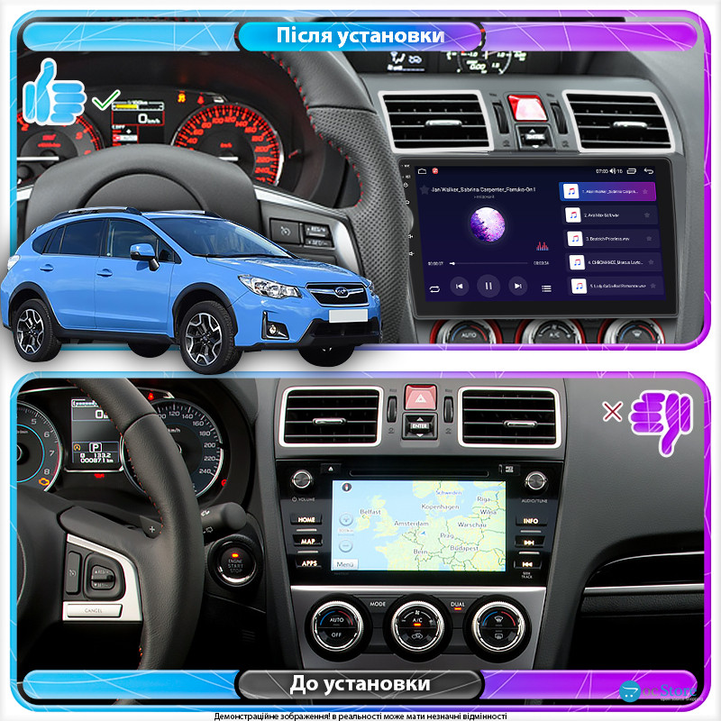 Штатная магнитола Lesko для Subaru XV I 2011-2016 экран 9" 2/32Gb CarPlay 4G Wi-Fi GPS Prime