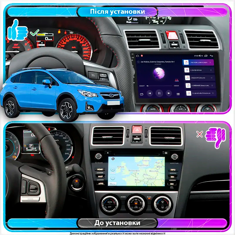 Штатная магнитола Lesko для Subaru XV I 2011-2016 экран 9" 4/64Gb CarPlay 4G Wi-Fi GPS Prime