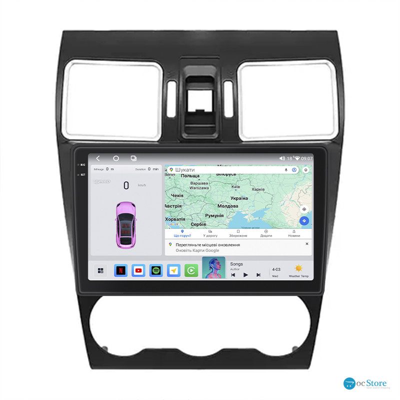 Штатная магнитола Lesko для Subaru XV I 2011-2016 экран 9" 4/64 QLED CarPlay 4G Wi-Fi GPS 360 Prime