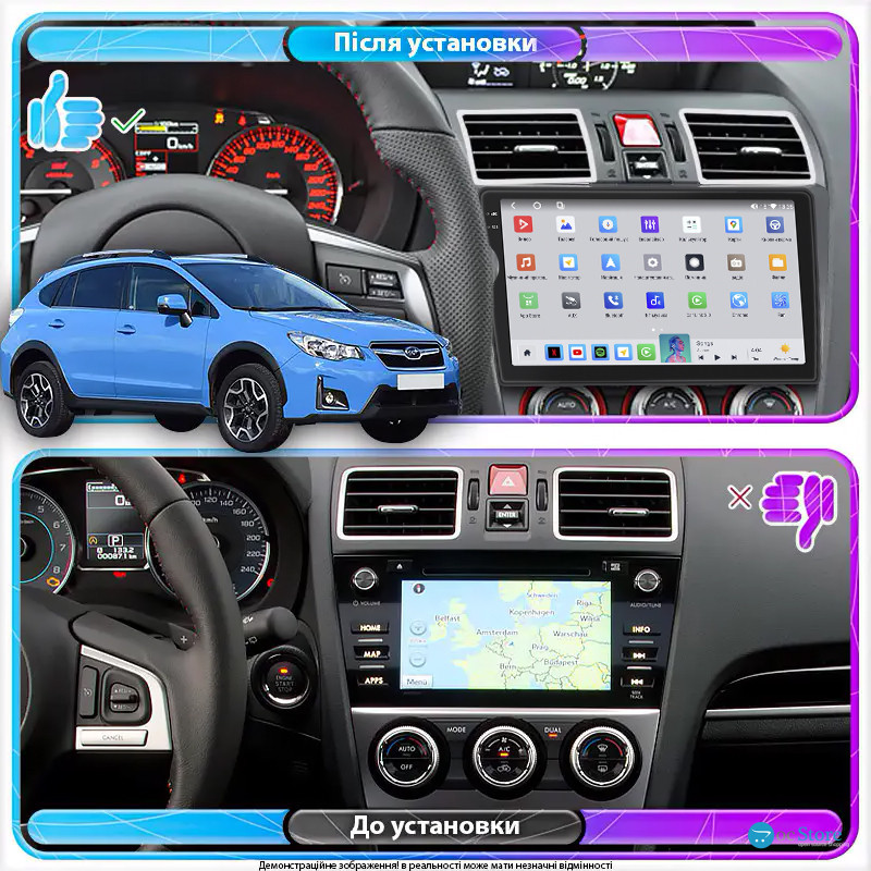 Штатная магнитола Lesko для Subaru XV I 2011-2016 экран 9" 4/64 QLED CarPlay 4G Wi-Fi GPS 360 Prime