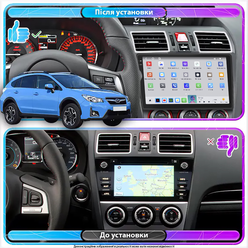 Штатная магнитола Lesko для Subaru XV I 2011-2016 экран 9" 4/64 QLED CarPlay 4G Wi-Fi GPS 360 Prime