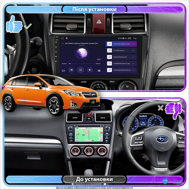Штатная магнитола Lesko для Subaru XV I Рестайлинг 2015-2017 экран 9" 2/32Gb Wi-Fi GPS Base